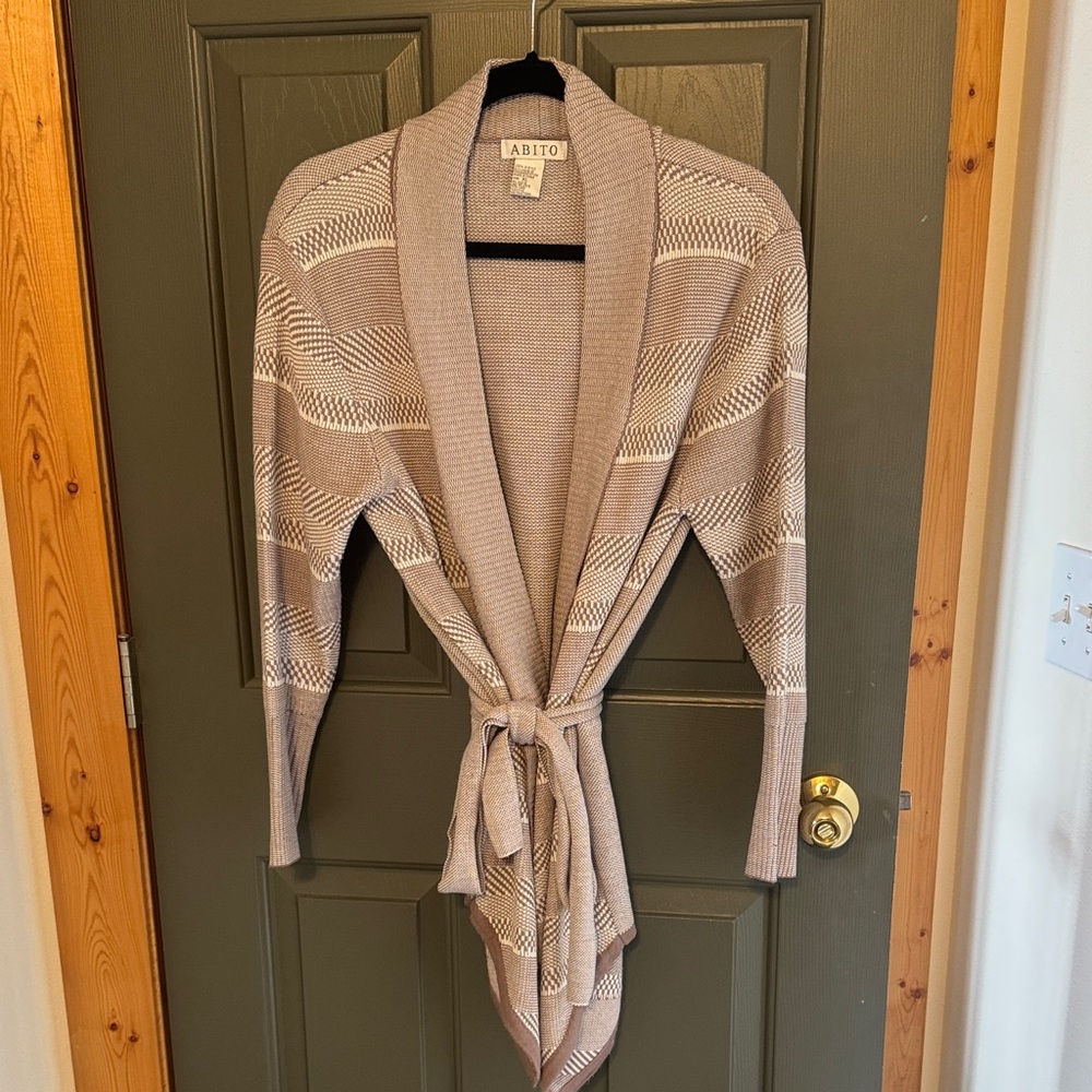 Women's Taupe Belted Cardigan